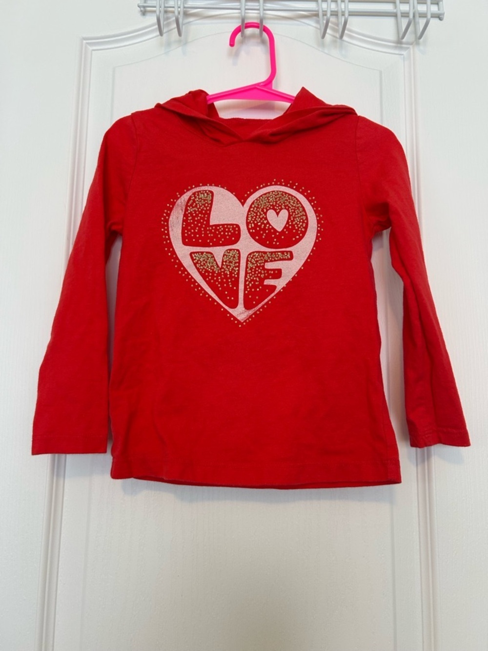 Girl Carter's Red Hooded Long-Sleeve Top